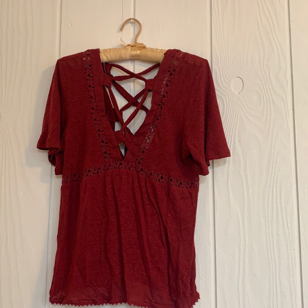 Red low cut shirt